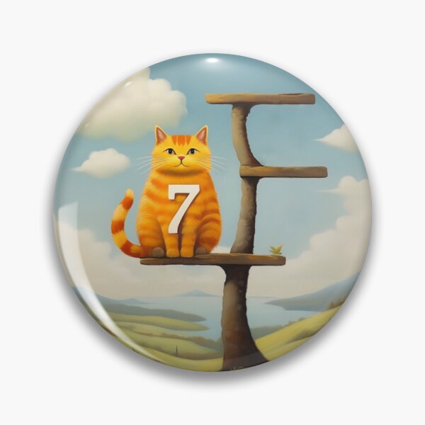 Artikelvorschau, Nummer Sieben mit Katze | Ziffern | Katzenillustration | Katzenkunst entworfen und verkauft von UnhingedBird.