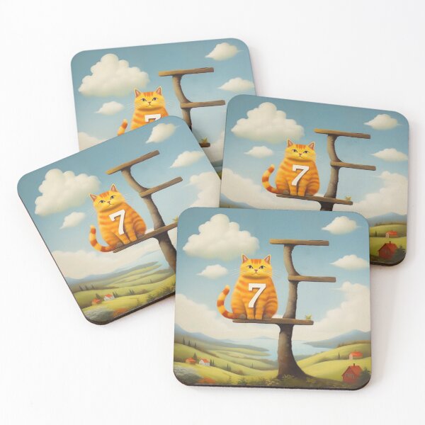 Item preview, Number Seven with Cat | Numerals | Cat Illustration | Cat Art designed and sold by UnhingedBird.