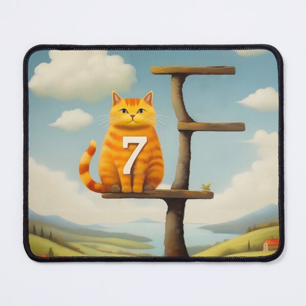 Item preview, Number Seven with Cat | Numerals | Cat Illustration | Cat Art designed and sold by UnhingedBird.