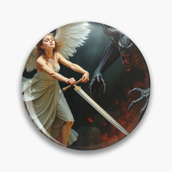 Item preview, Angel Vs Demon Avenging protector classical inspirational artwork designed and sold by Vintage Designs +.