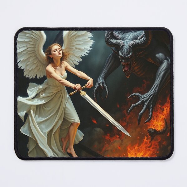 Item preview, Angel Vs Demon Avenging protector classical inspirational artwork designed and sold by Vintage Designs +.