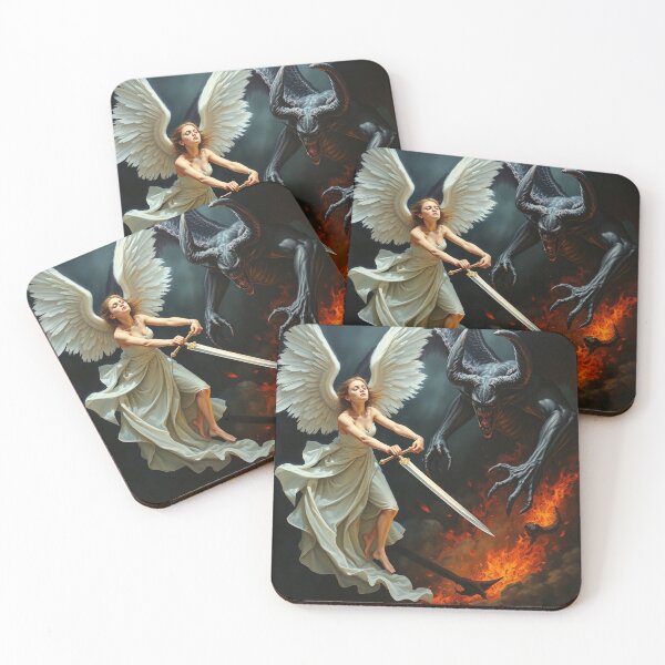 Item preview, Angel Vs Demon Avenging protector classical inspirational artwork designed and sold by Vintage Designs +.