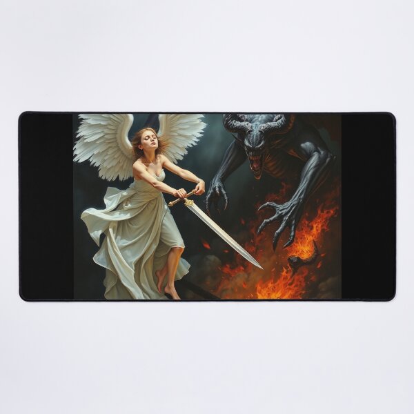 Item preview, Angel Vs Demon Avenging protector classical inspirational artwork designed and sold by Vintage Designs +.