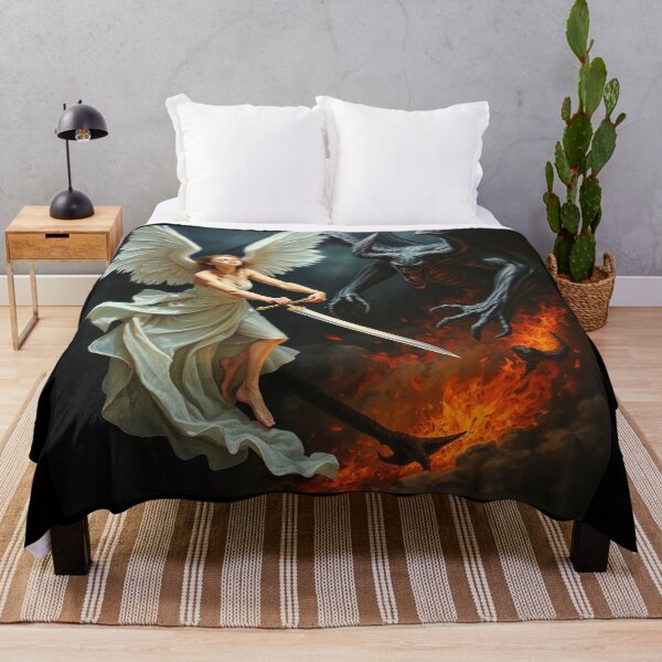 Item preview, Angel Vs Demon Avenging protector classical inspirational artwork designed and sold by Vintage Designs +.