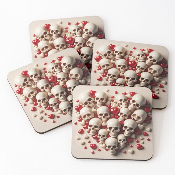 Item preview, Skulls, Hearts, Dark Bone Color Background, Big Pattern designed and sold by GaborSkeleton.