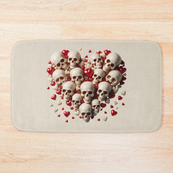 Item preview, Skulls, Hearts, Dark Bone Color Background, Big Pattern designed and sold by GaborSkeleton.