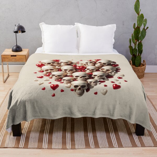 Item preview, Skulls, Hearts, Dark Bone Color Background, Big Pattern designed and sold by GaborSkeleton.