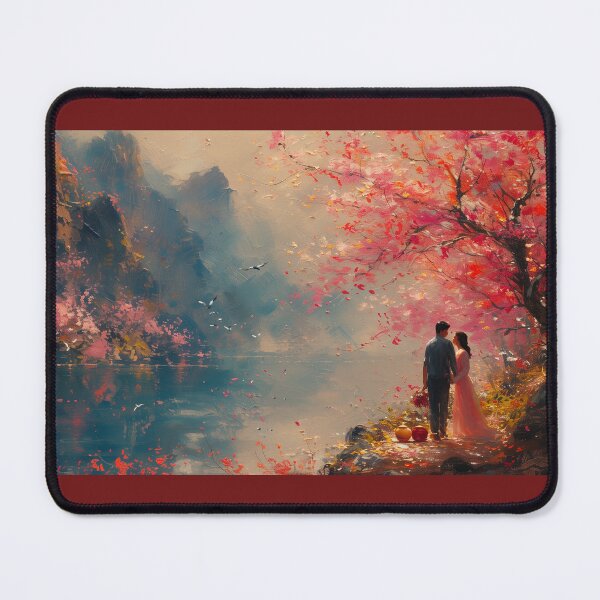 Item preview, Whispers of Love Under the Cherry Blossoms designed and sold by ArtVibeCo.