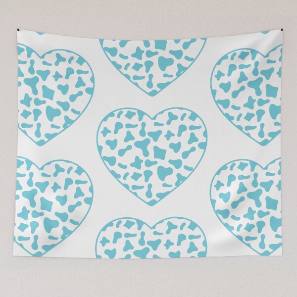 Item preview, Big Light Blue Cow Patches on White Cowhide | Continues White Cow Heart designed and sold by PatternPen.