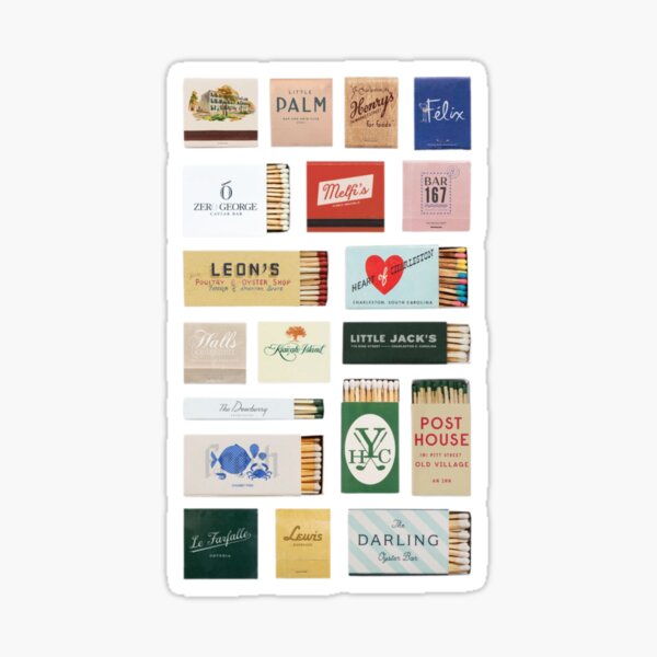 Artikel-Vorschau von Charleston Streichholzschachtel Collage | Vintage Restaurant & Bar Ästhetik, designt und verkauft von Ellie Stuart.