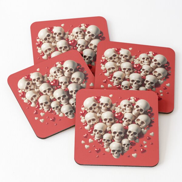 Item preview, Skulls, Hearts, Big Pattern, Red Background designed and sold by GaborSkeleton.