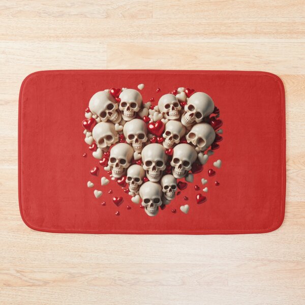 Item preview, Skulls, Hearts, Big Pattern, Red Background designed and sold by GaborSkeleton.