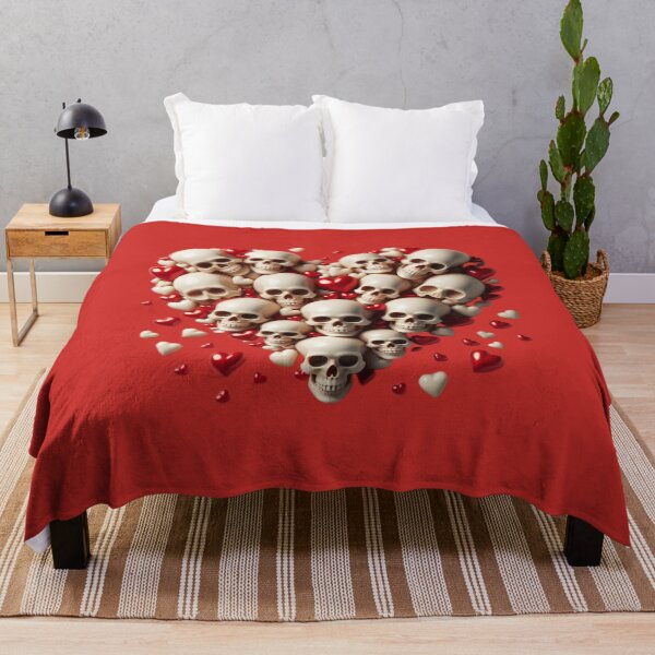 Item preview, Skulls, Hearts, Big Pattern, Red Background designed and sold by GaborSkeleton.