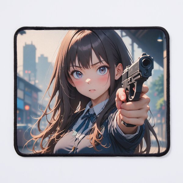 Item preview, Manga girl aiming weapon portrait designed and sold by TheArtistOf2022.