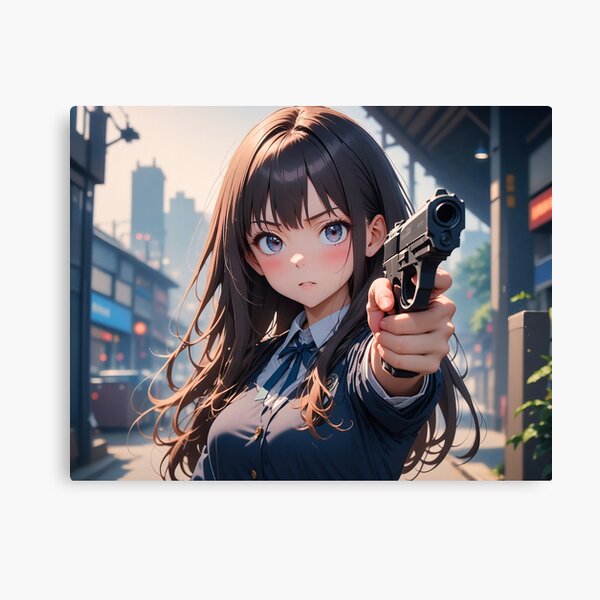 Artikel-Vorschau von Manga-Mädchen zielt mit Waffe Porträt, designt und verkauft von TheArtistOf2022.