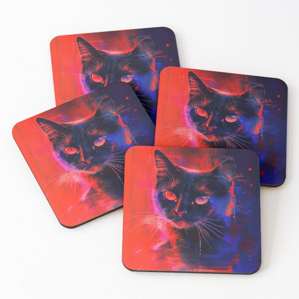 Item preview, Vibrant abstract portrayal of a black cat with piercing eyes in digital art style	 designed and sold by olenapetol.