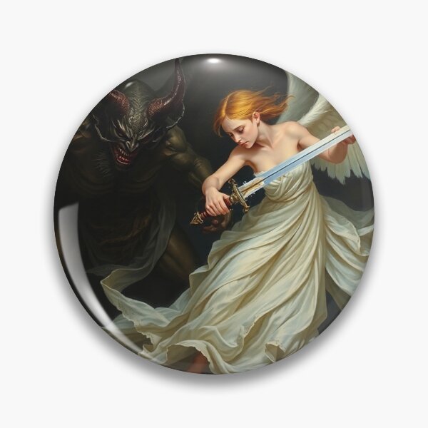 Item preview, Angel Vs Demon Avenging protector classical inspirational artwork designed and sold by Vintage Designs +.