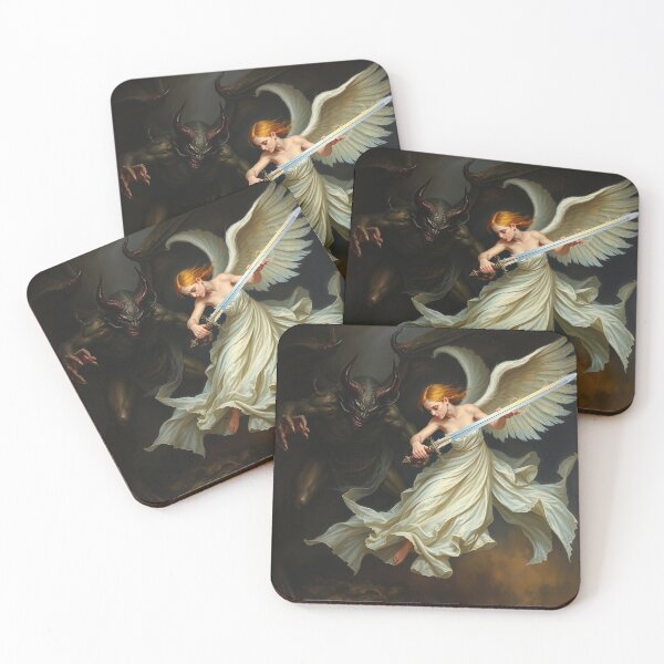 Item preview, Angel Vs Demon Avenging protector classical inspirational artwork designed and sold by Vintage Designs +.