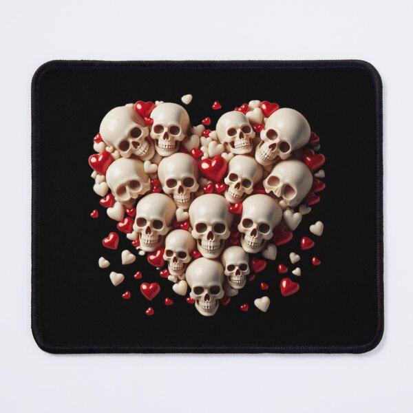 Item preview, Skulls, Hearts, Big Pattern, Black Background designed and sold by GaborSkeleton.
