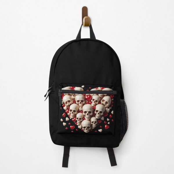 Item preview, Skulls, Hearts, Big Pattern, Black Background designed and sold by GaborSkeleton.