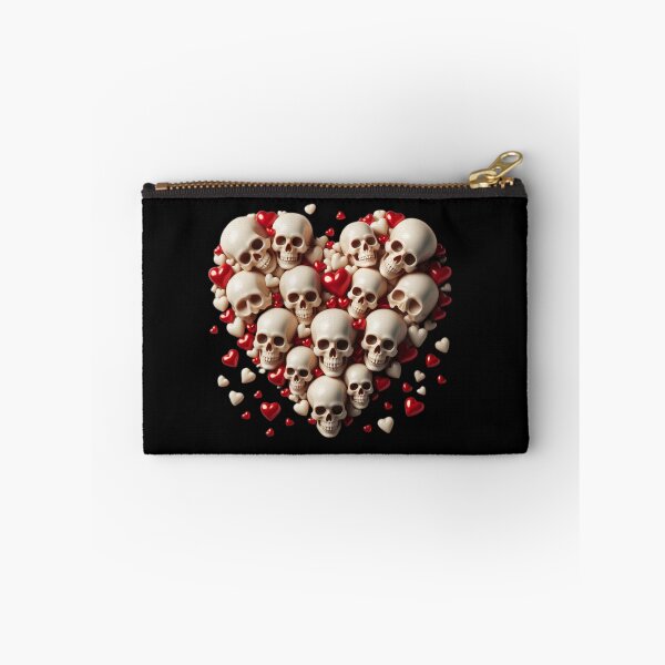 Item preview, Skulls, Hearts, Big Pattern, Black Background designed and sold by GaborSkeleton.