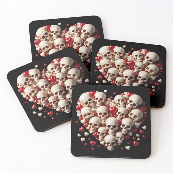 Item preview, Skulls, Hearts, Big Pattern, Black Background designed and sold by GaborSkeleton.