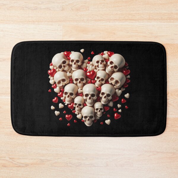 Item preview, Skulls, Hearts, Big Pattern, Black Background designed and sold by GaborSkeleton.