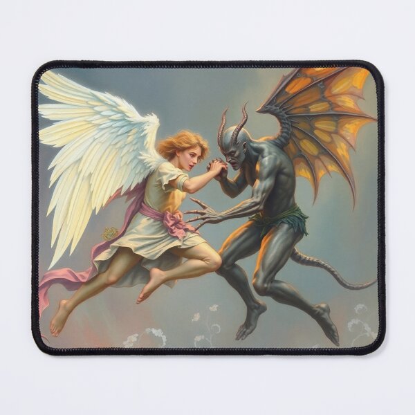 Item preview, Angel Vs Demon Avenging protector classical inspirational artwork designed and sold by Vintage Designs +.