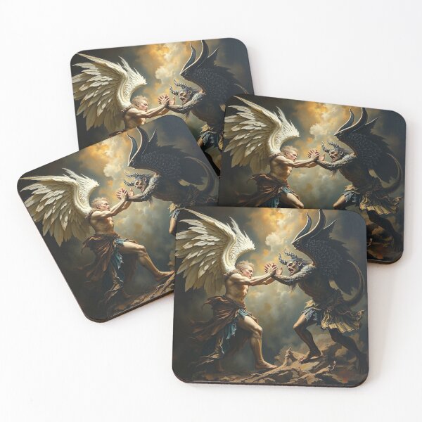 Item preview, Angel Vs Demon Avenging protector classical inspirational artwork designed and sold by Vintage Designs +.