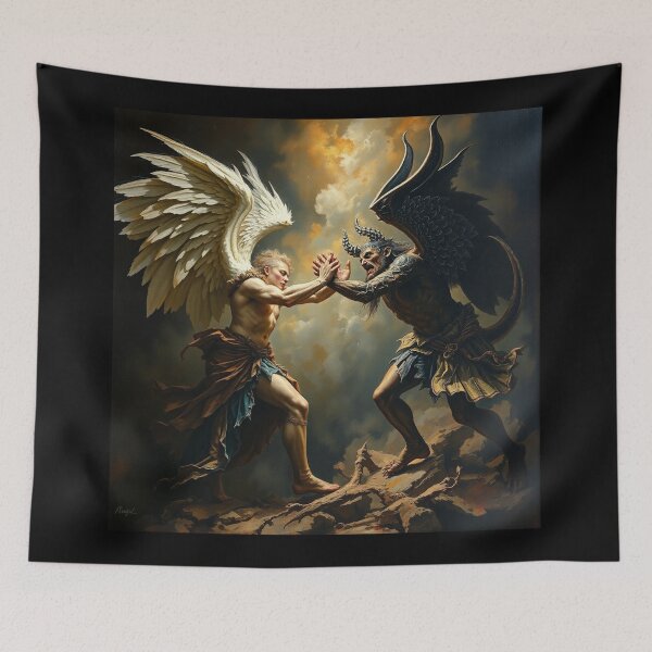 Item preview, Angel Vs Demon Avenging protector classical inspirational artwork designed and sold by Vintage Designs +.