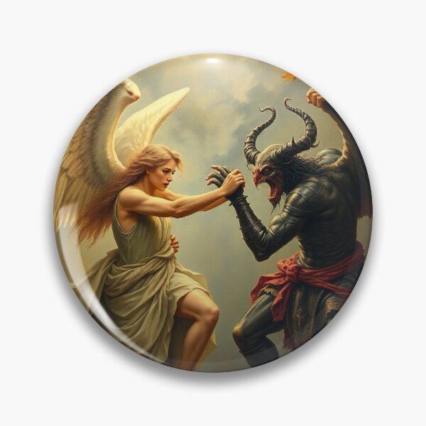 Item preview, Angel Vs Demon Avenging protector classical inspirational artwork designed and sold by Vintage Designs +.