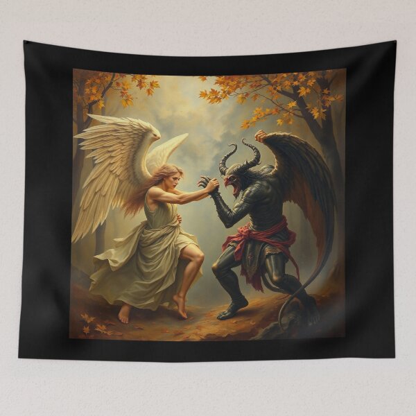 Item preview, Angel Vs Demon Avenging protector classical inspirational artwork designed and sold by Vintage Designs +.