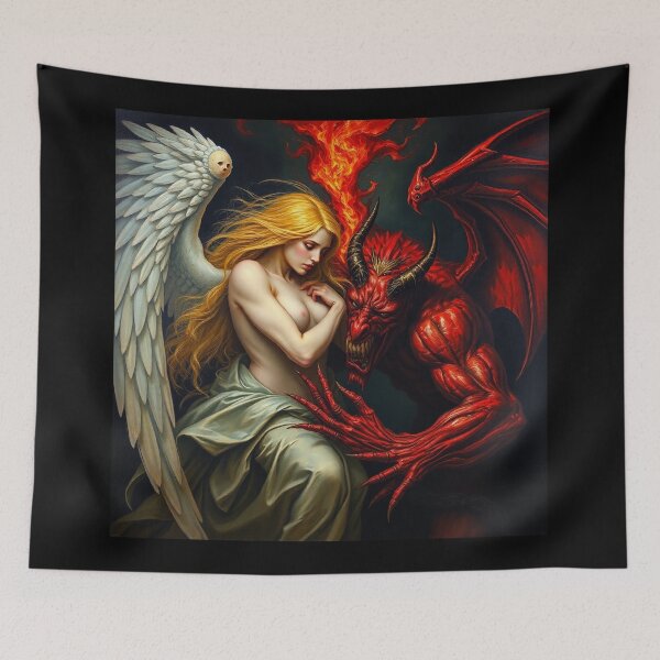 Item preview,  Angel Vs Demon Avenging protector classical inspirational artwork designed and sold by Vintage Designs +.