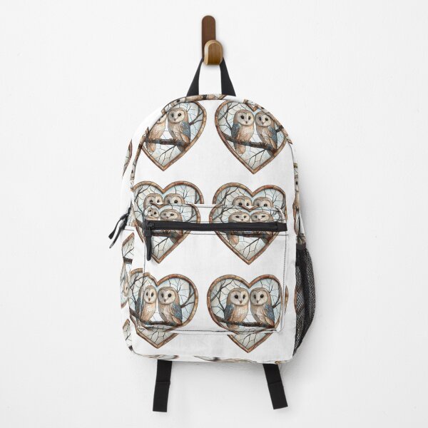 Item preview, Two owls sit together on a branch in a heart-shaped frame designed and sold by olenapetol.