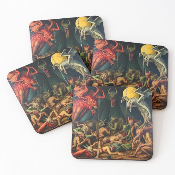 Item preview, The Descent into Hell a Hellscape classical painting Triptych designed and sold by Vintage Designs +.