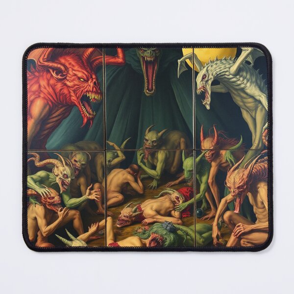 Item preview, The Descent into Hell a Hellscape classical painting Triptych designed and sold by Vintage Designs +.