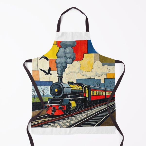 Item preview, Steam train and rooks after Mondrian designed and sold by Terry Collett.