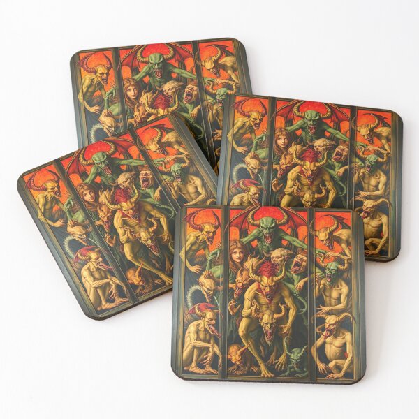 Item preview, The Descent into Hell a Hellscape classical painting Triptych designed and sold by Vintage Designs +.