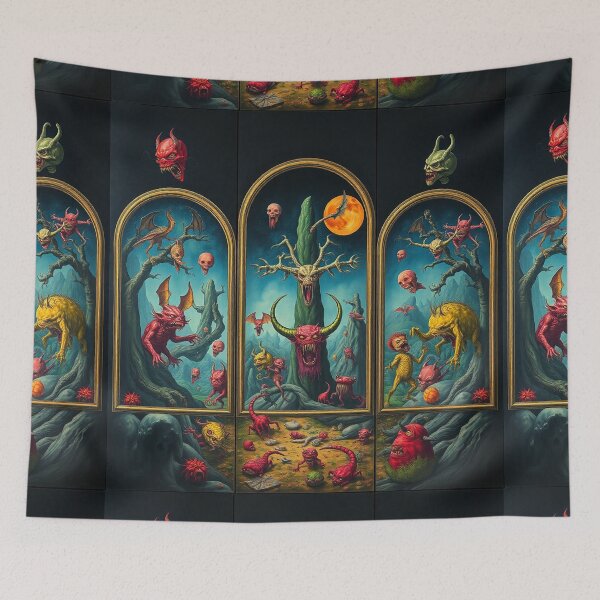 Item preview, The Descent into Hell a Hellscape classical painting Triptych designed and sold by Vintage Designs +.