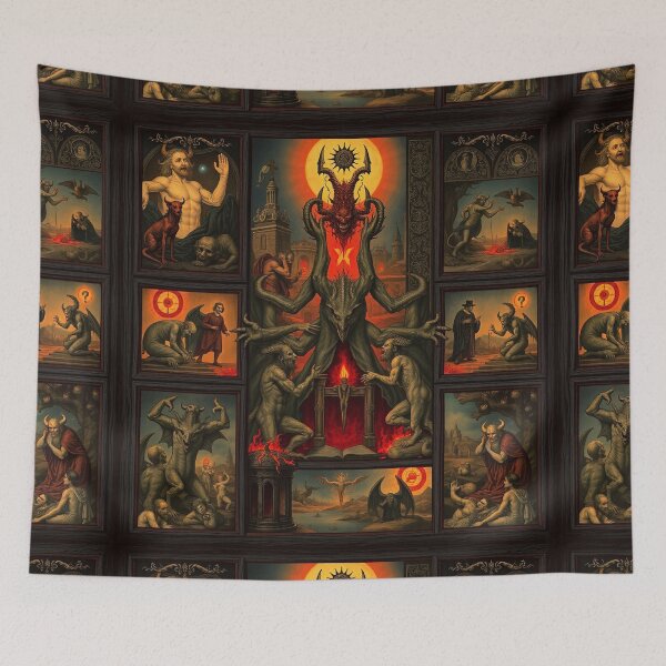 Item preview, The Denizen Demons of Hell a Hellscape classical painting designed and sold by Vintage Designs +.