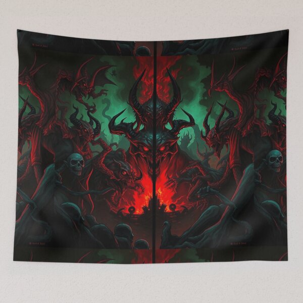 Item preview, The Denizen Demons of Hell a Hellscape classical painting designed and sold by Vintage Designs +.