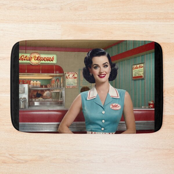 Item preview, Beautiful server in an American Diner vintage pinup advertising style art designed and sold by Vintage Designs +.