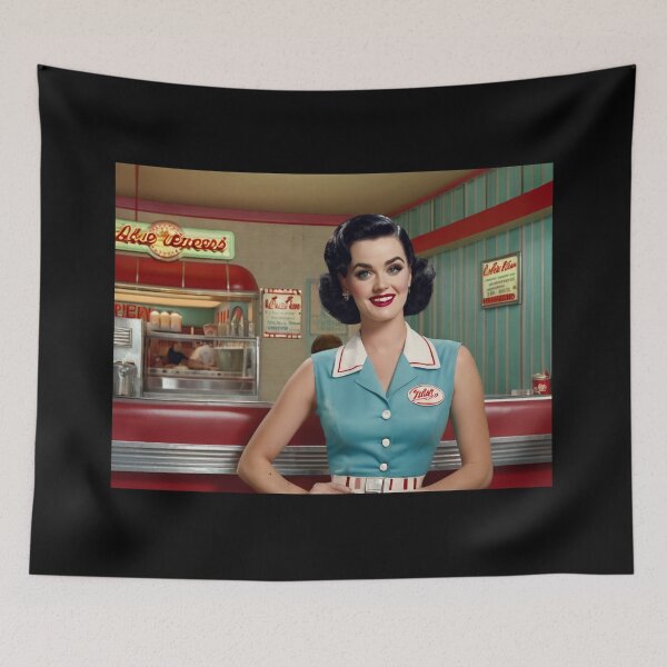 Item preview, Beautiful server in an American Diner vintage pinup advertising style art designed and sold by Vintage Designs +.