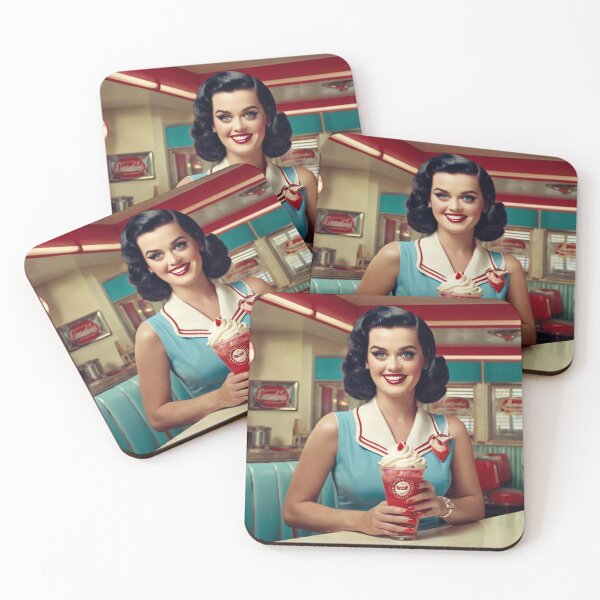 Item preview,  Beautiful server in an American Diner vintage pinup advertising style art designed and sold by Vintage Designs +.