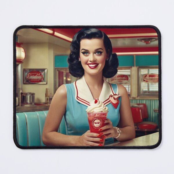 Item preview, Beautiful server in an American Diner vintage pinup advertising style art designed and sold by Vintage Designs +.