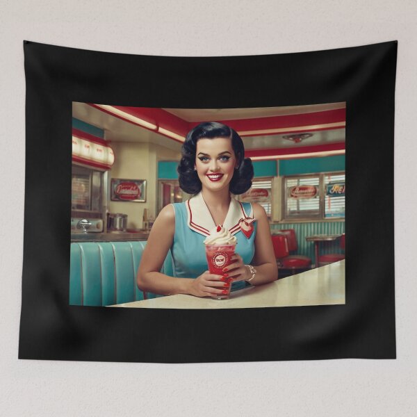 Item preview,  Beautiful server in an American Diner vintage pinup advertising style art designed and sold by Vintage Designs +.