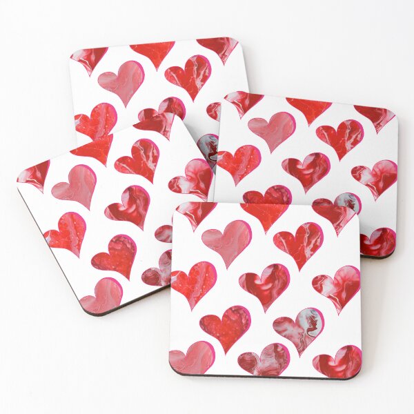 Item preview, Hearts - Red, White & Pink - Flow Art / Pour Painting - jdp-15-0001 designed and sold by ANomadDesigns.