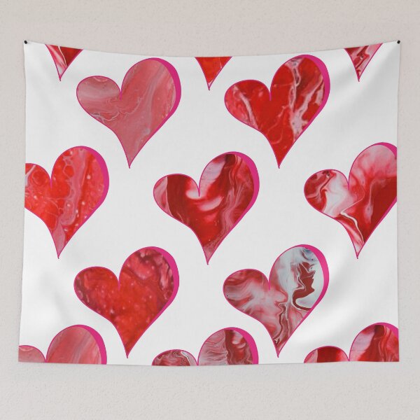 Item preview, Hearts - Red, White & Pink - Flow Art / Pour Painting - jdp-15-0001 designed and sold by ANomadDesigns.