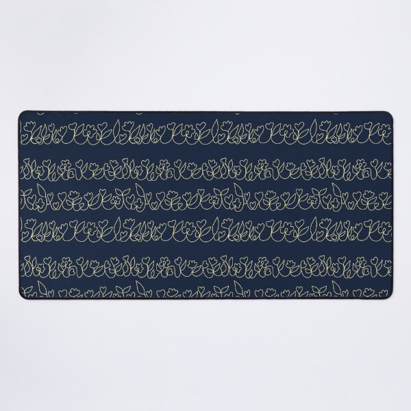 Item preview, Golden Bloom Lineart – Navy & Butter Yellow Floral Pattern designed and sold by AnnikaisDrawing.