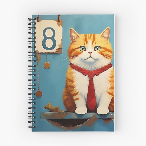 Aperçu de l'œuvre Numéro huit avec chat | Chiffres | Illustration de chat | Art du chat créée et vendue par UnhingedBird.